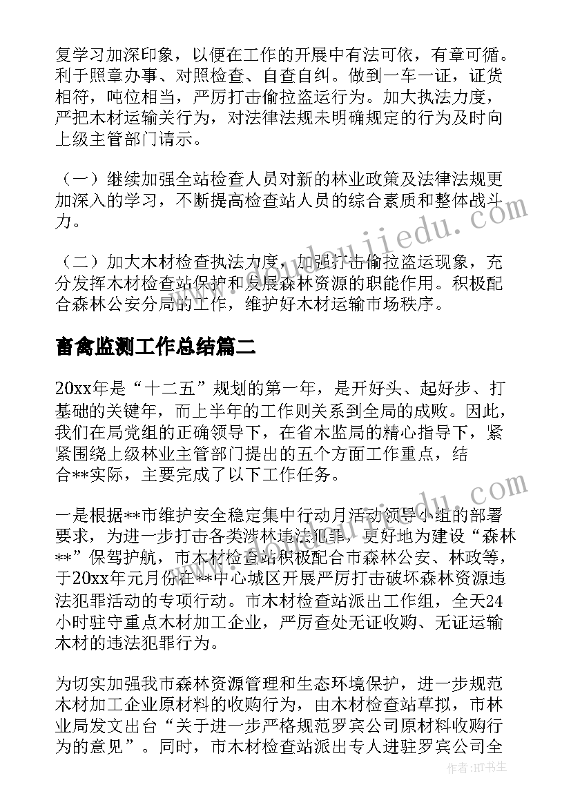 最新畜禽监测工作总结(通用7篇)