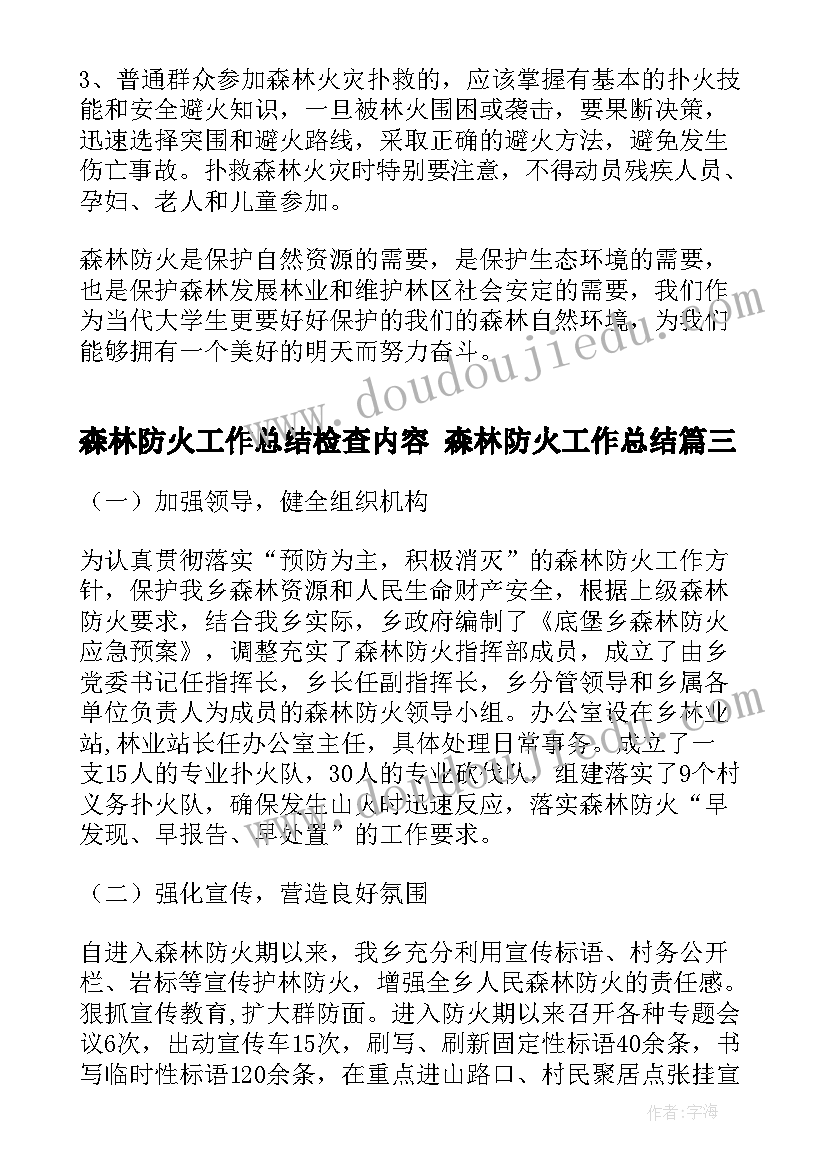 2023年森林防火工作总结检查内容 森林防火工作总结(精选7篇)