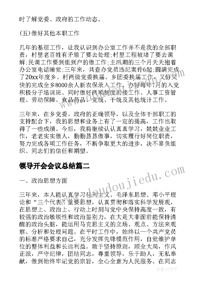 2023年领导开会会议总结(汇总5篇)