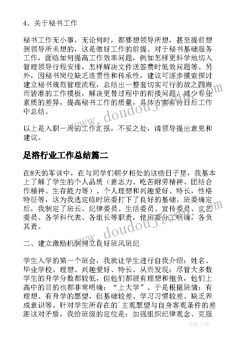 最新足浴行业工作总结(优质5篇)