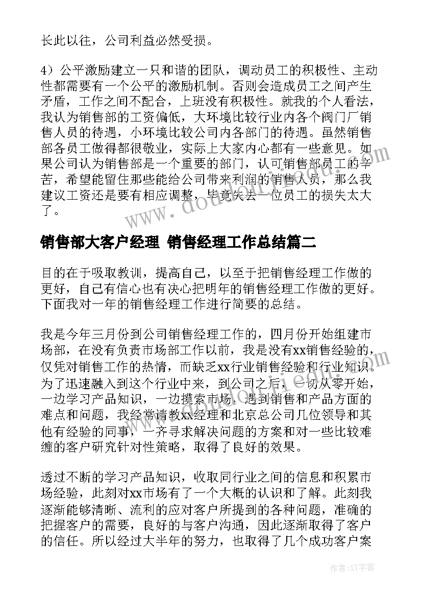 2023年销售部大客户经理 销售经理工作总结(模板9篇)