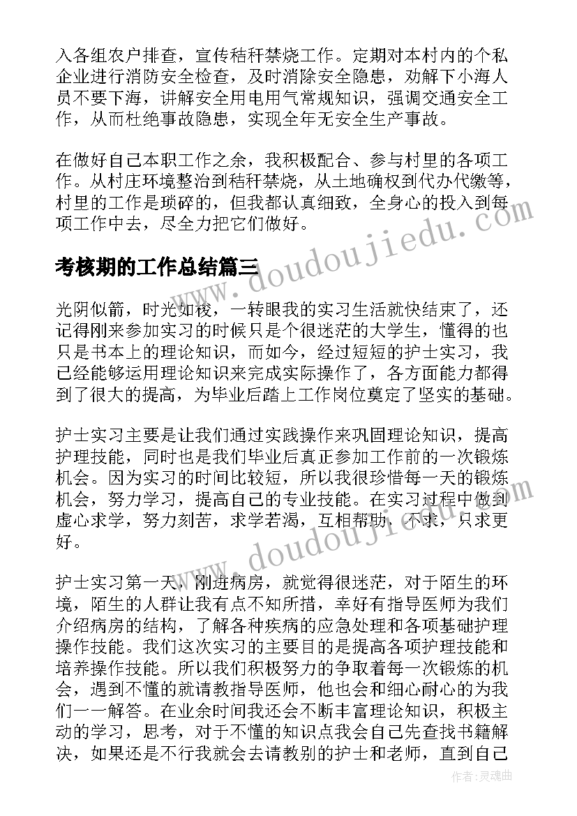 最新考核期的工作总结(实用9篇)