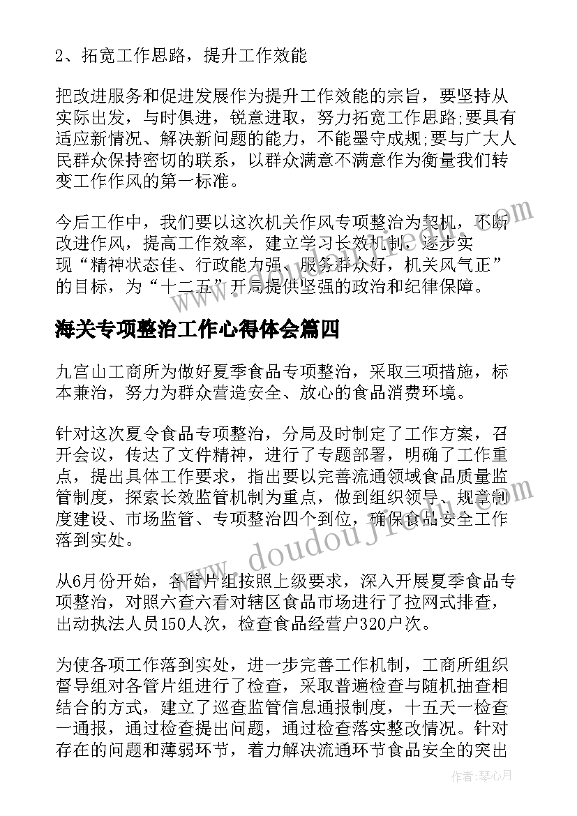 2023年海关专项整治工作心得体会(大全5篇)