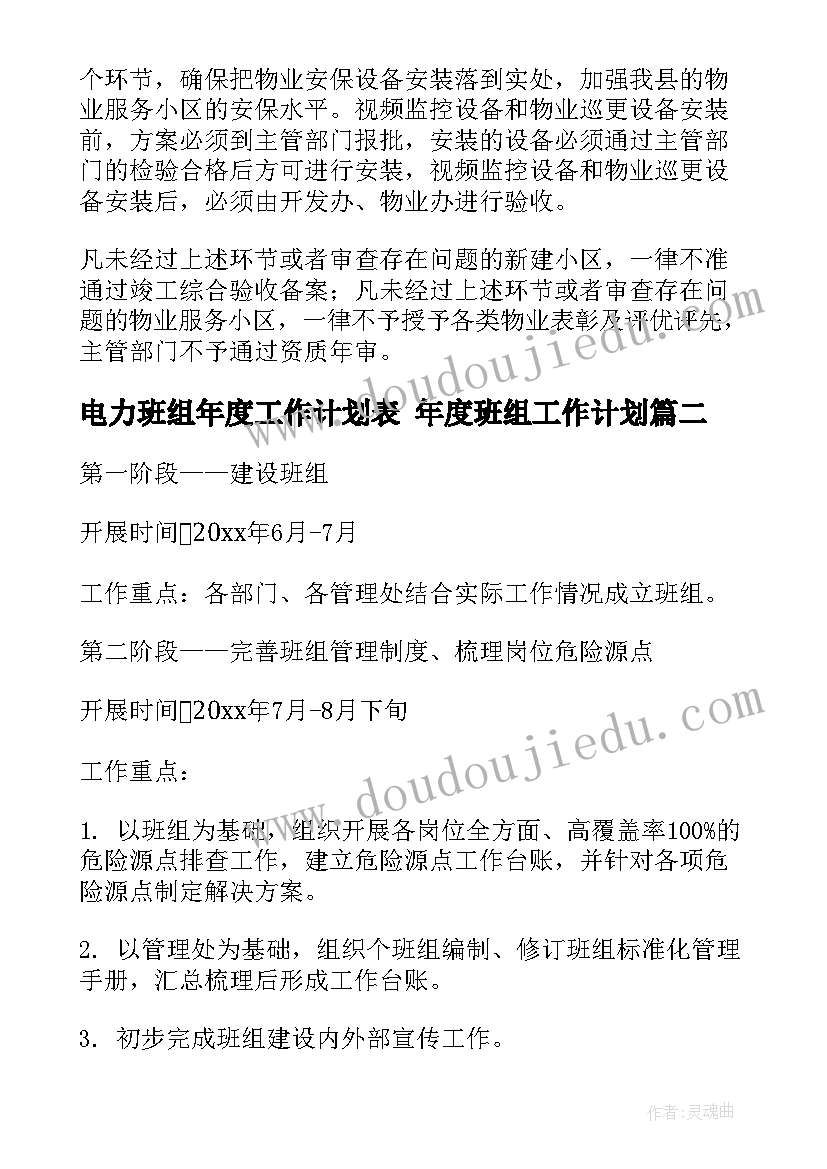 最新电力班组年度工作计划表 年度班组工作计划(通用8篇)