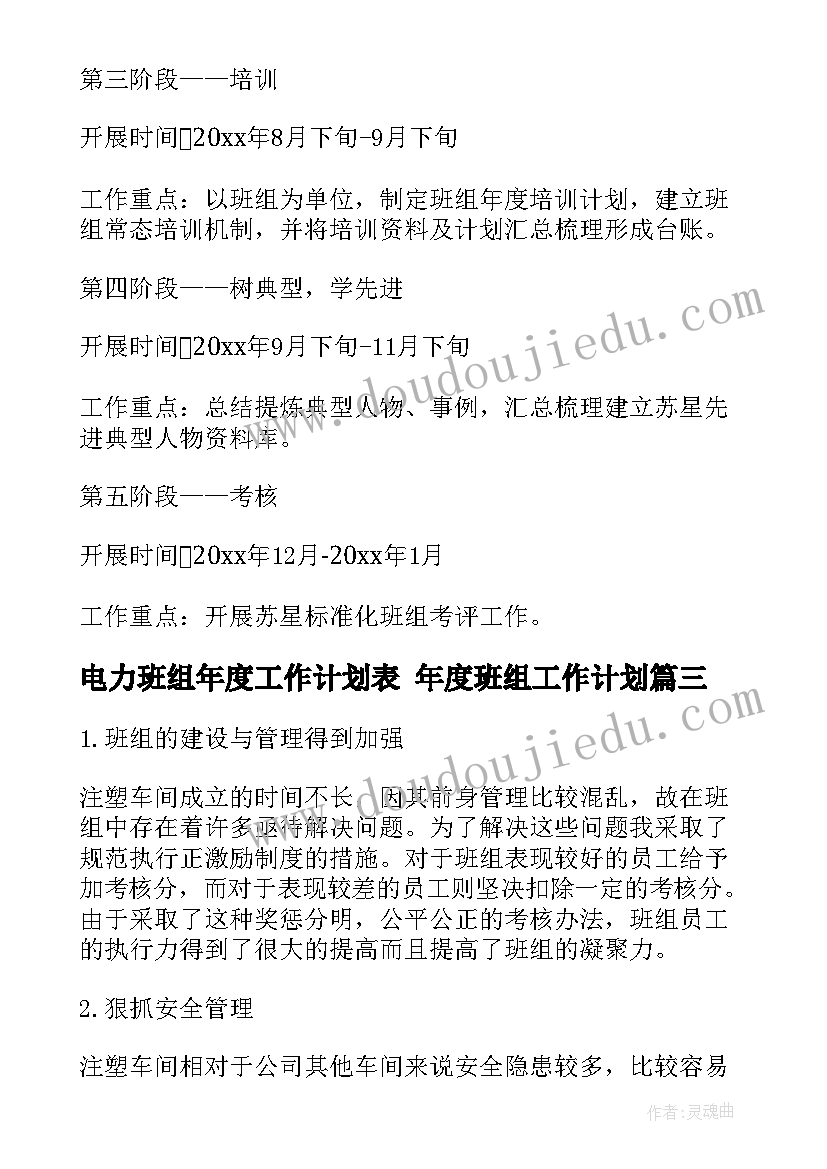 最新电力班组年度工作计划表 年度班组工作计划(通用8篇)