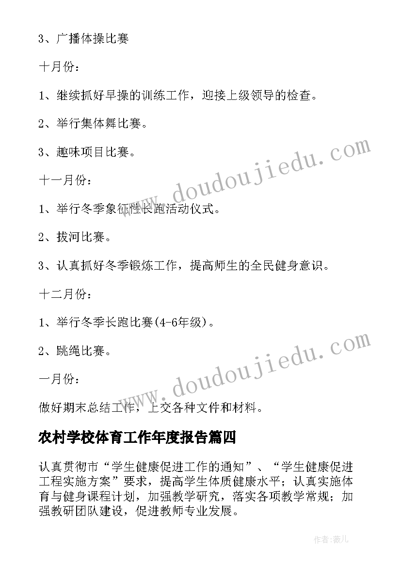 最新农村学校体育工作年度报告(实用10篇)