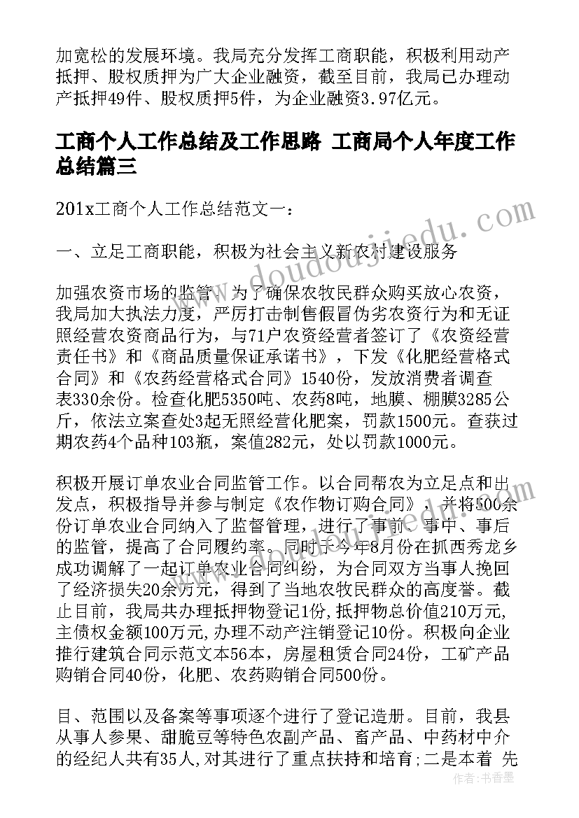 工商个人工作总结及工作思路 工商局个人年度工作总结(模板9篇)