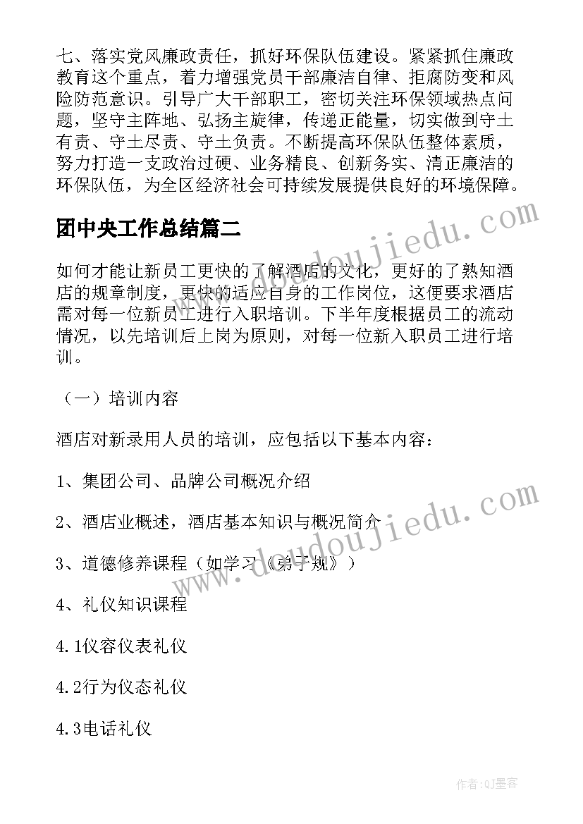 2023年团中央工作总结(通用6篇)