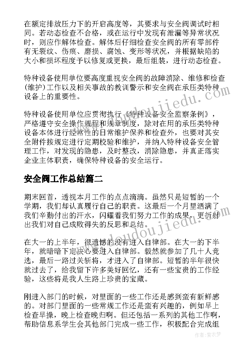 2023年安全阀工作总结(大全6篇)