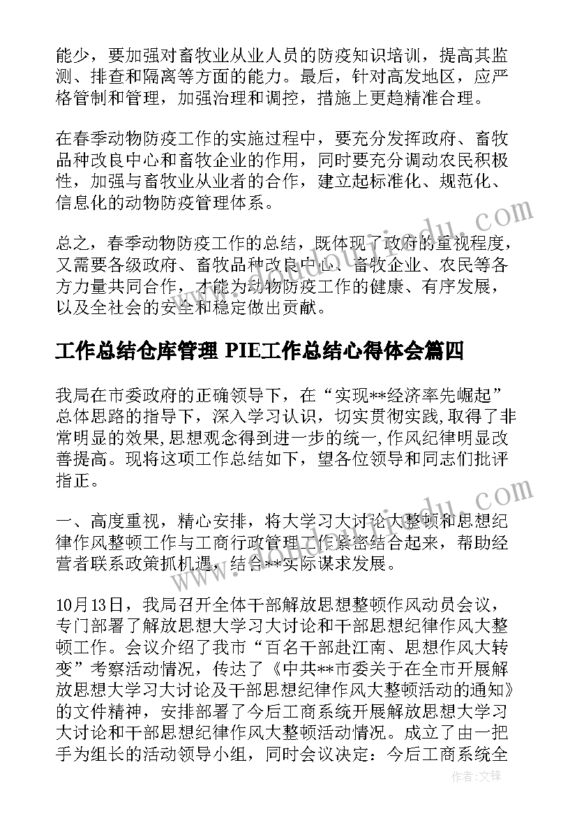 2023年工作总结仓库管理 PIE工作总结心得体会(优秀10篇)