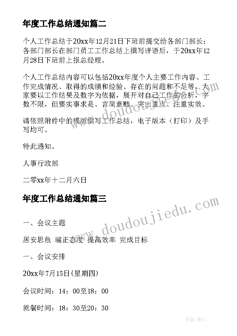 2023年年度工作总结通知(优秀9篇)