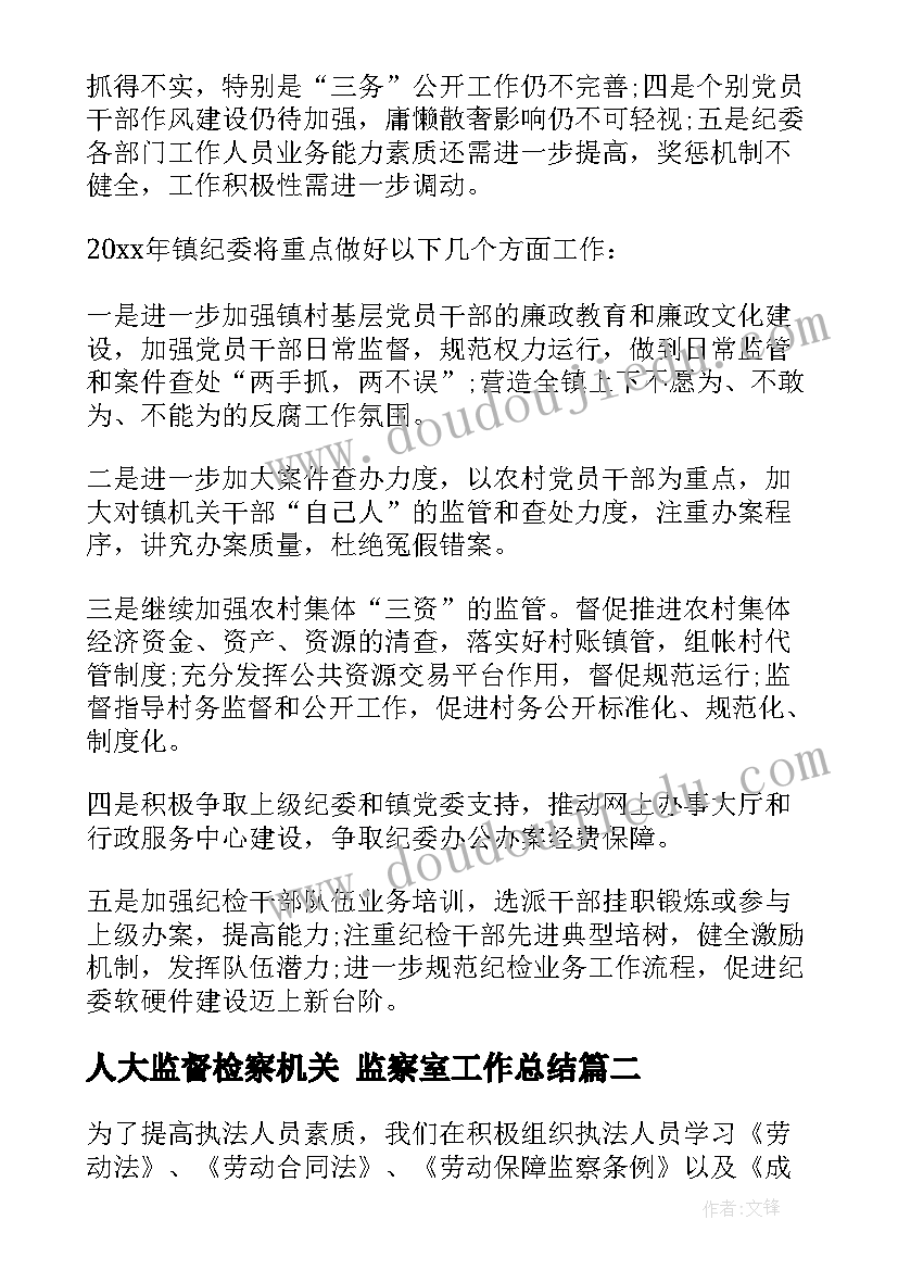 2023年人大监督检察机关 监察室工作总结(精选9篇)