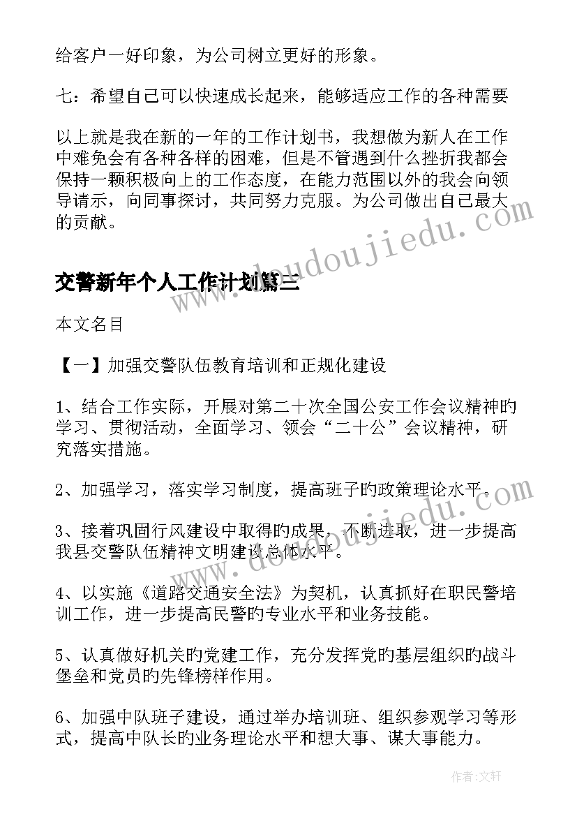 交警新年个人工作计划(精选5篇)