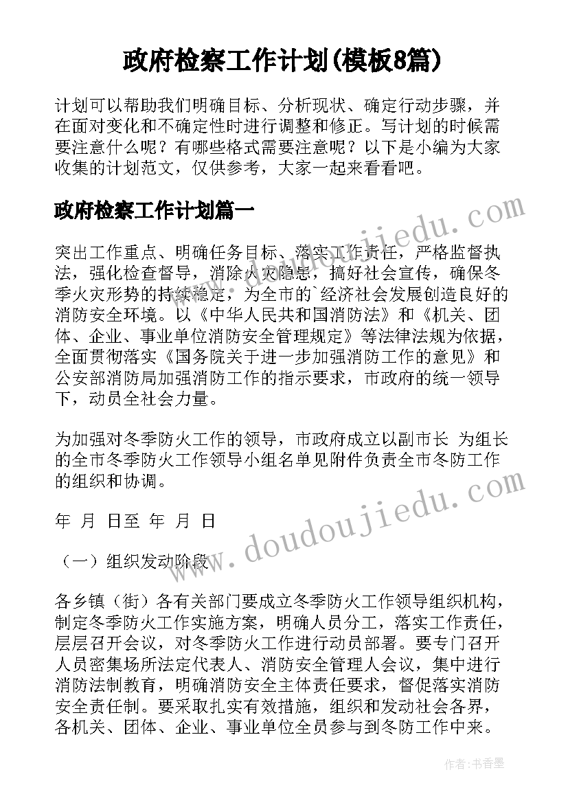 政府检察工作计划(模板8篇)