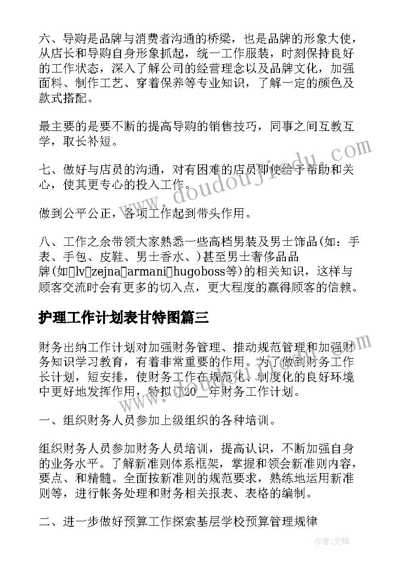 护理工作计划表甘特图(汇总7篇)