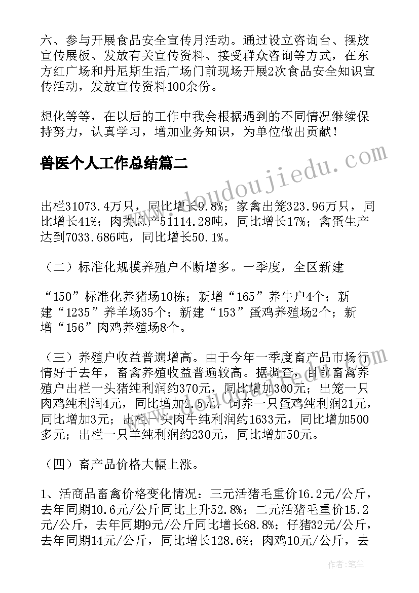 2023年兽医个人工作总结(大全10篇)