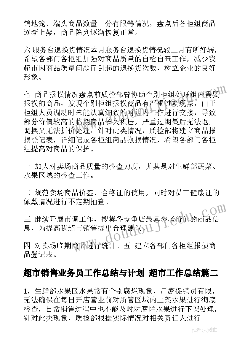 超市销售业务员工作总结与计划 超市工作总结(优秀10篇)