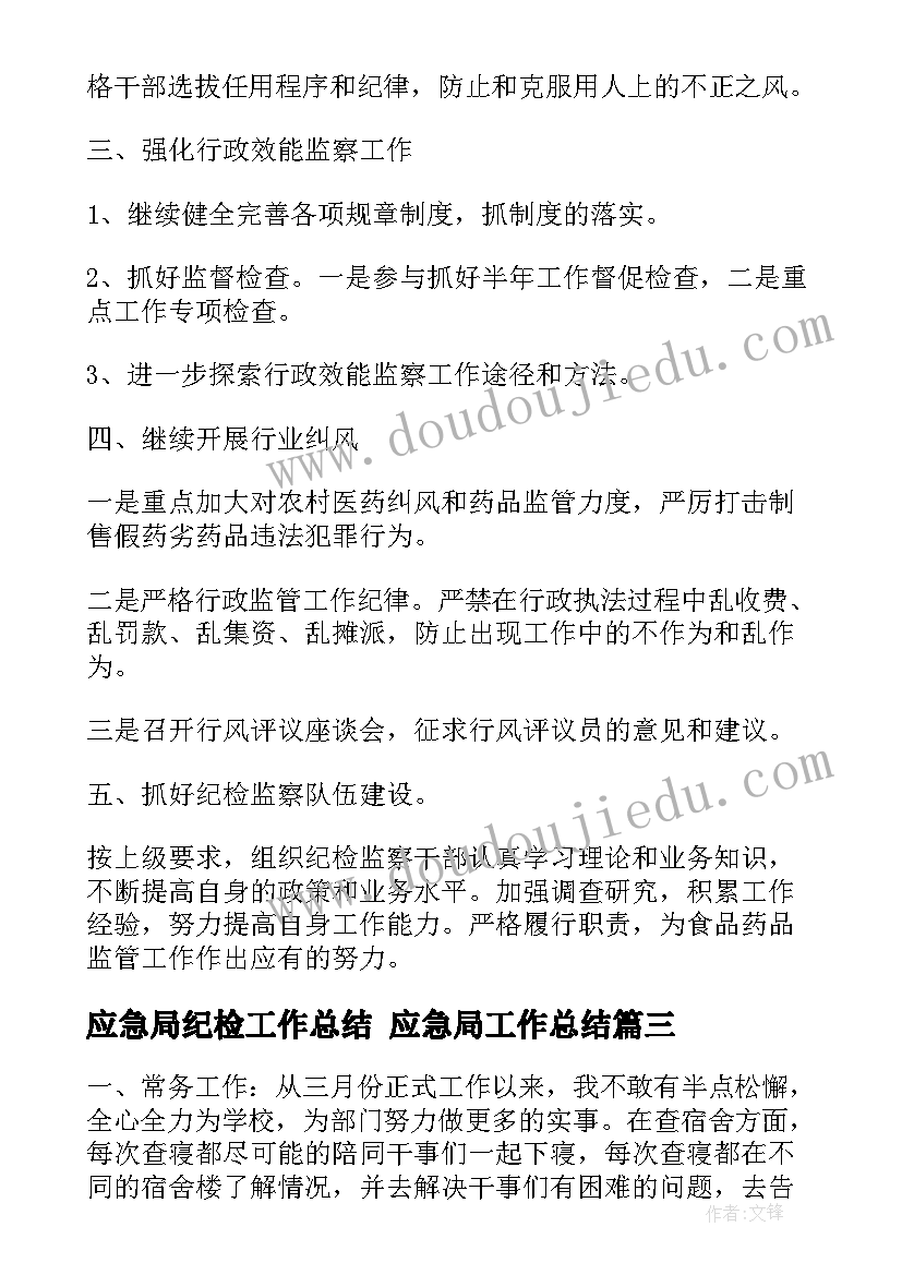 最新应急局纪检工作总结 应急局工作总结(模板9篇)