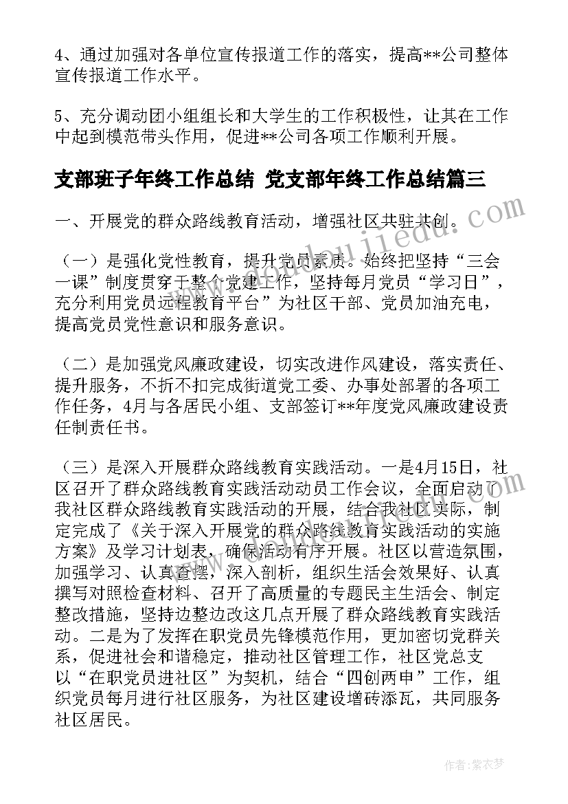 最新支部班子年终工作总结 党支部年终工作总结(汇总8篇)