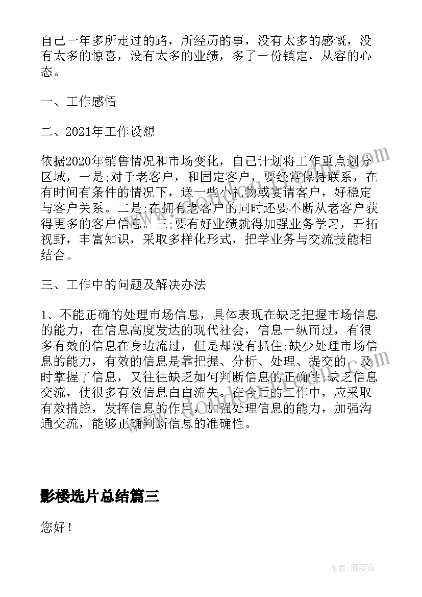 2023年影楼选片总结(大全5篇)