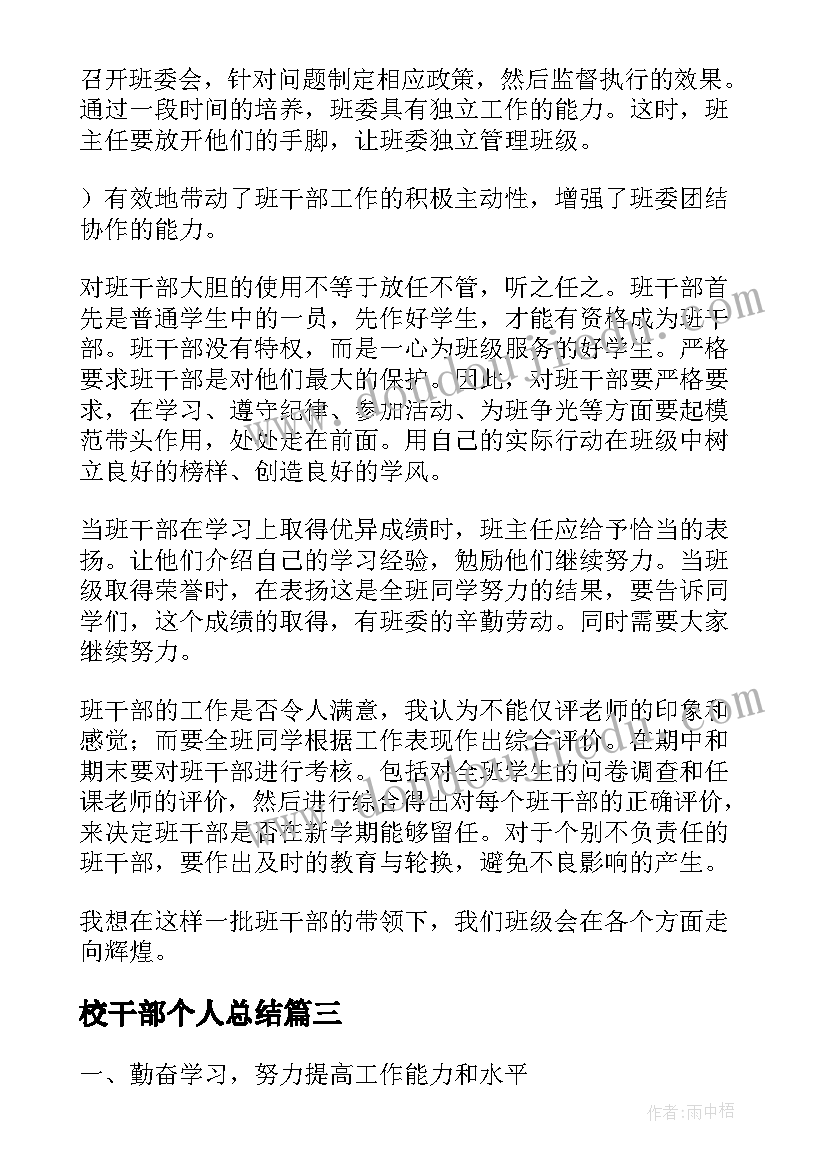 2023年校干部个人总结(汇总9篇)