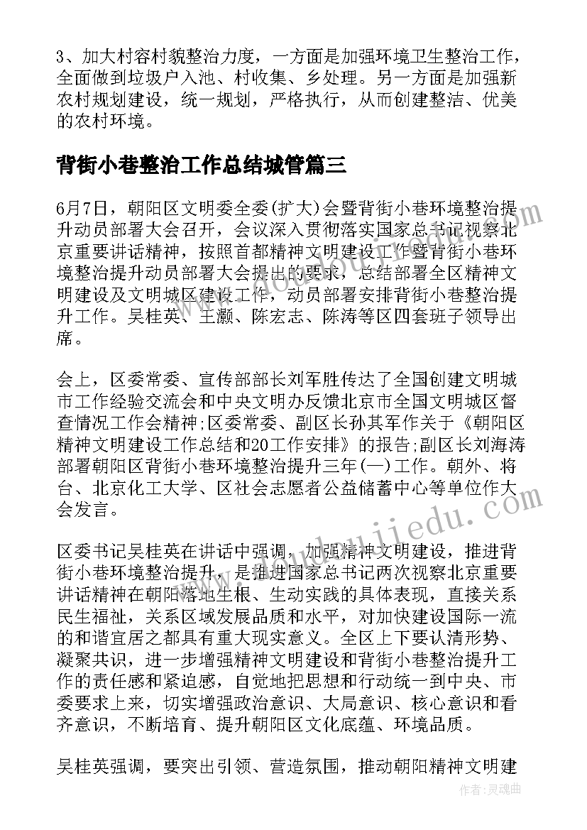 背街小巷整治工作总结城管(优质5篇)