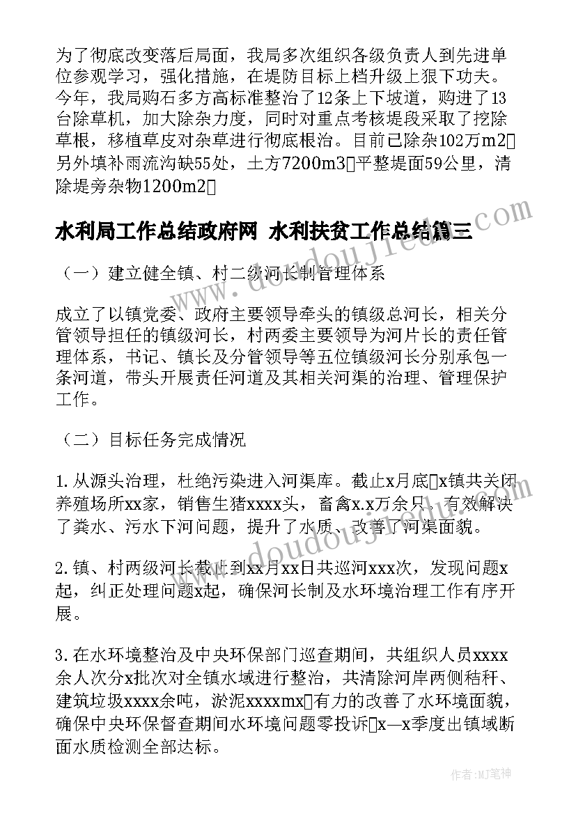 2023年水利局工作总结政府网 水利扶贫工作总结(精选8篇)