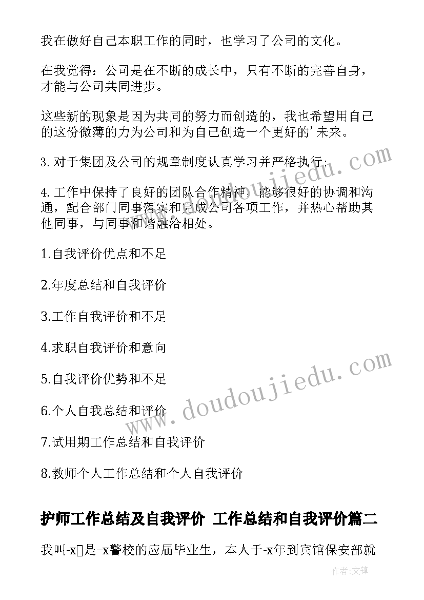 2023年护师工作总结及自我评价 工作总结和自我评价(精选5篇)