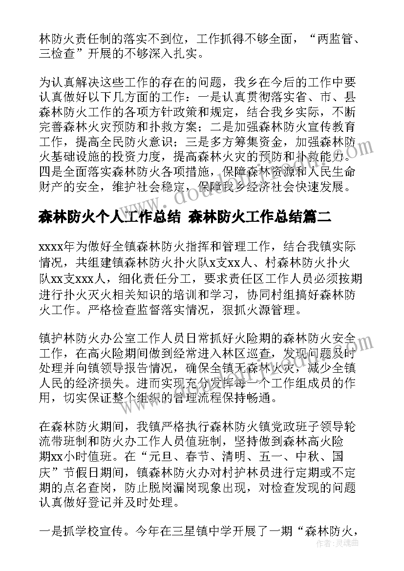 森林防火个人工作总结 森林防火工作总结(通用7篇)