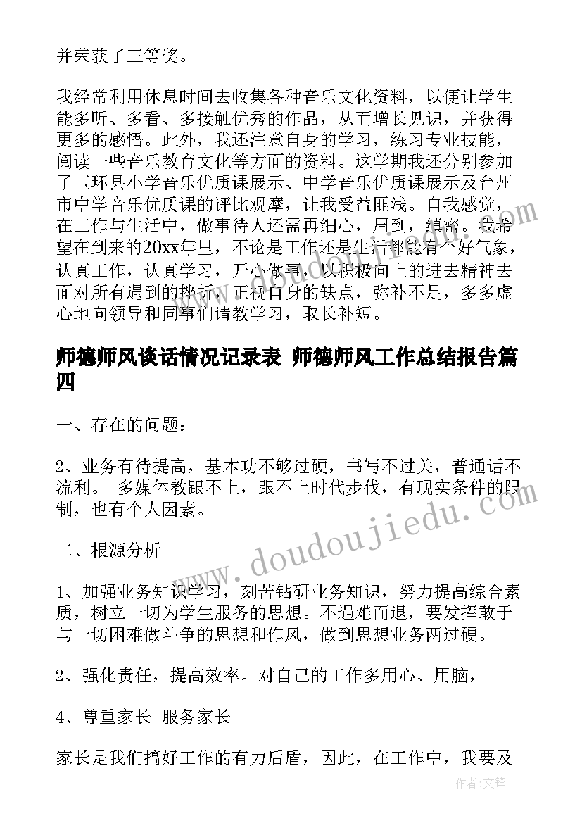 2023年师德师风谈话情况记录表 师德师风工作总结报告(精选8篇)