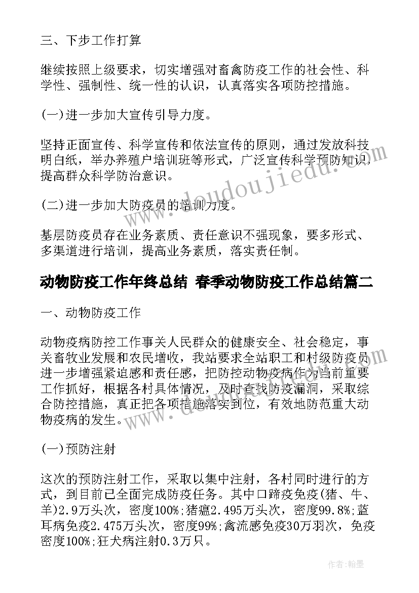 最新动物防疫工作年终总结 春季动物防疫工作总结(汇总5篇)