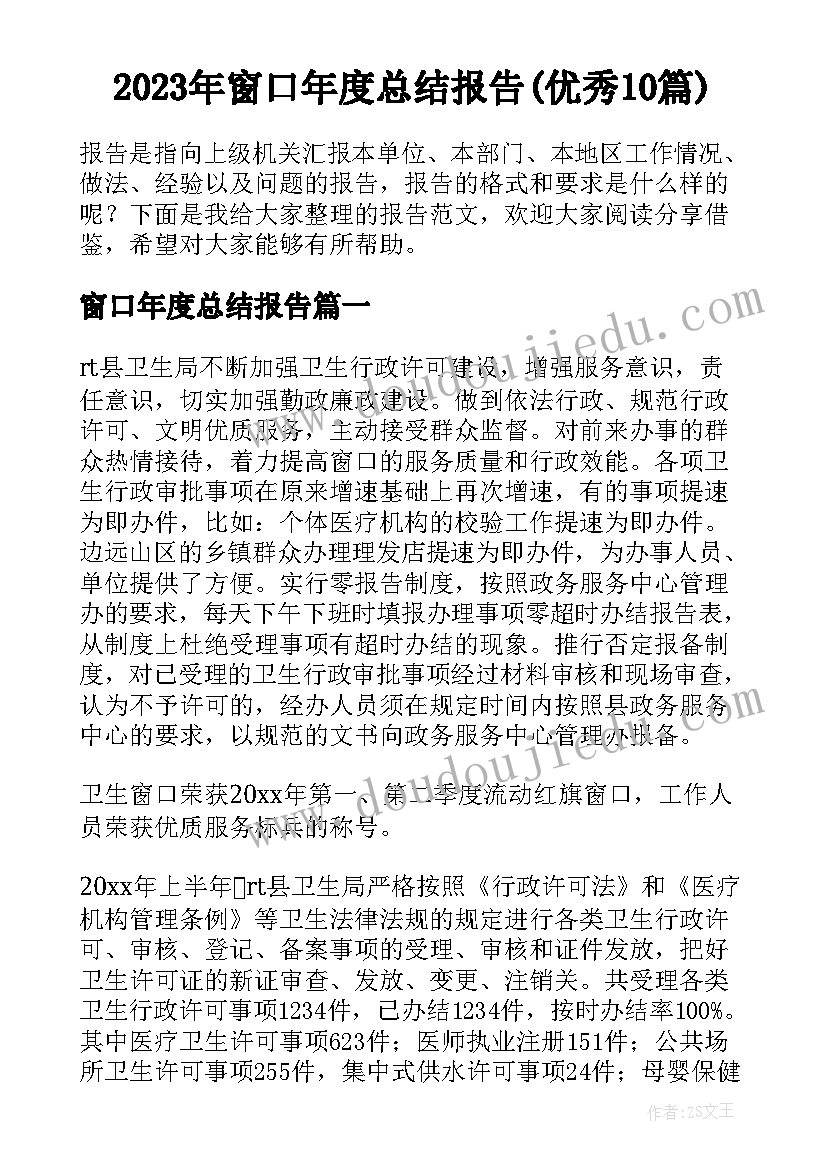 2023年窗口年度总结报告(优秀10篇)