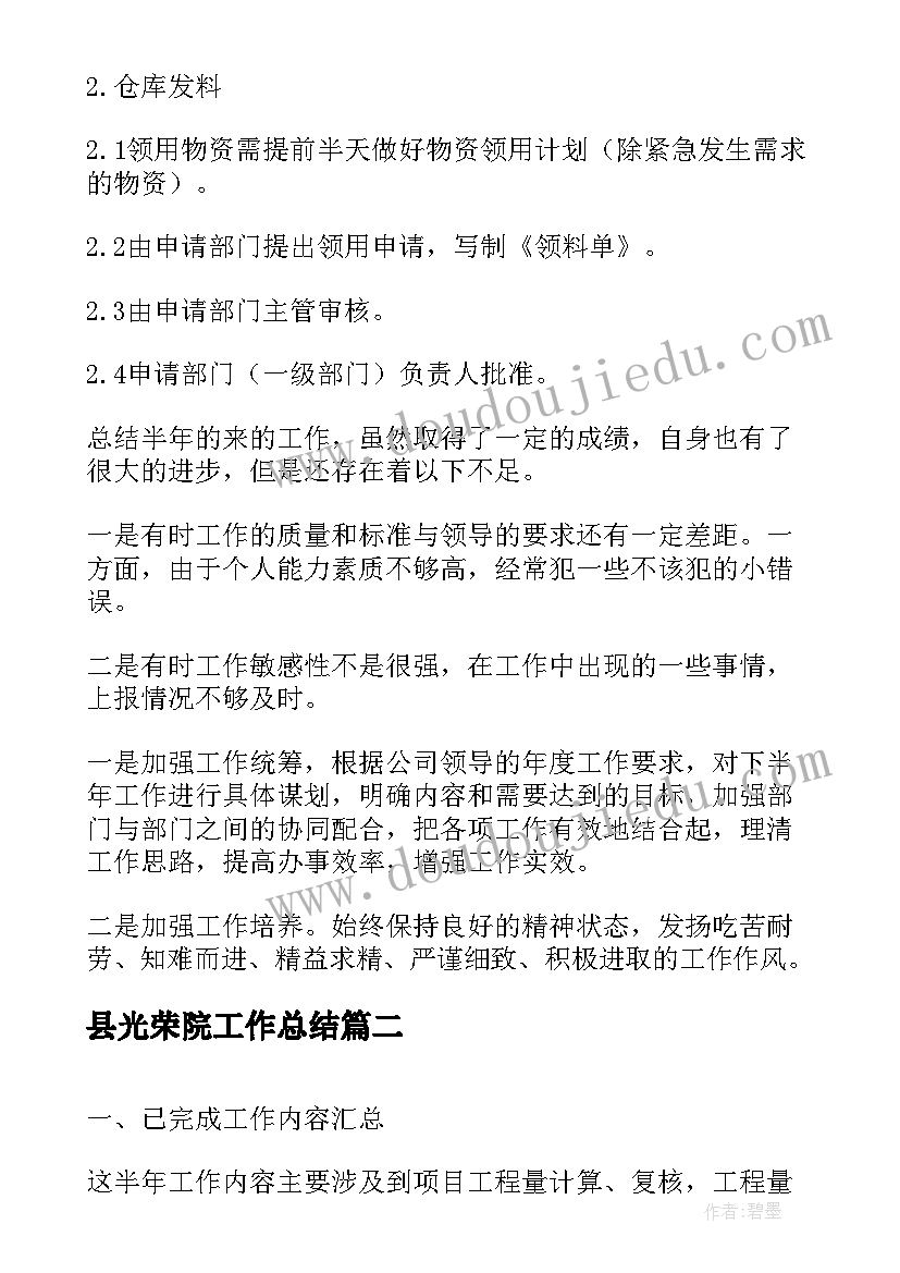 最新县光荣院工作总结(通用6篇)