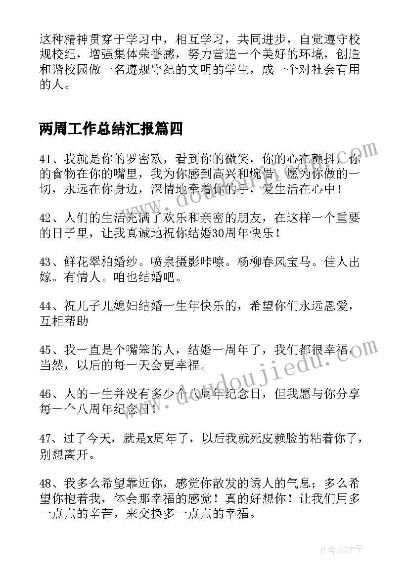 最新两周工作总结汇报(优质10篇)