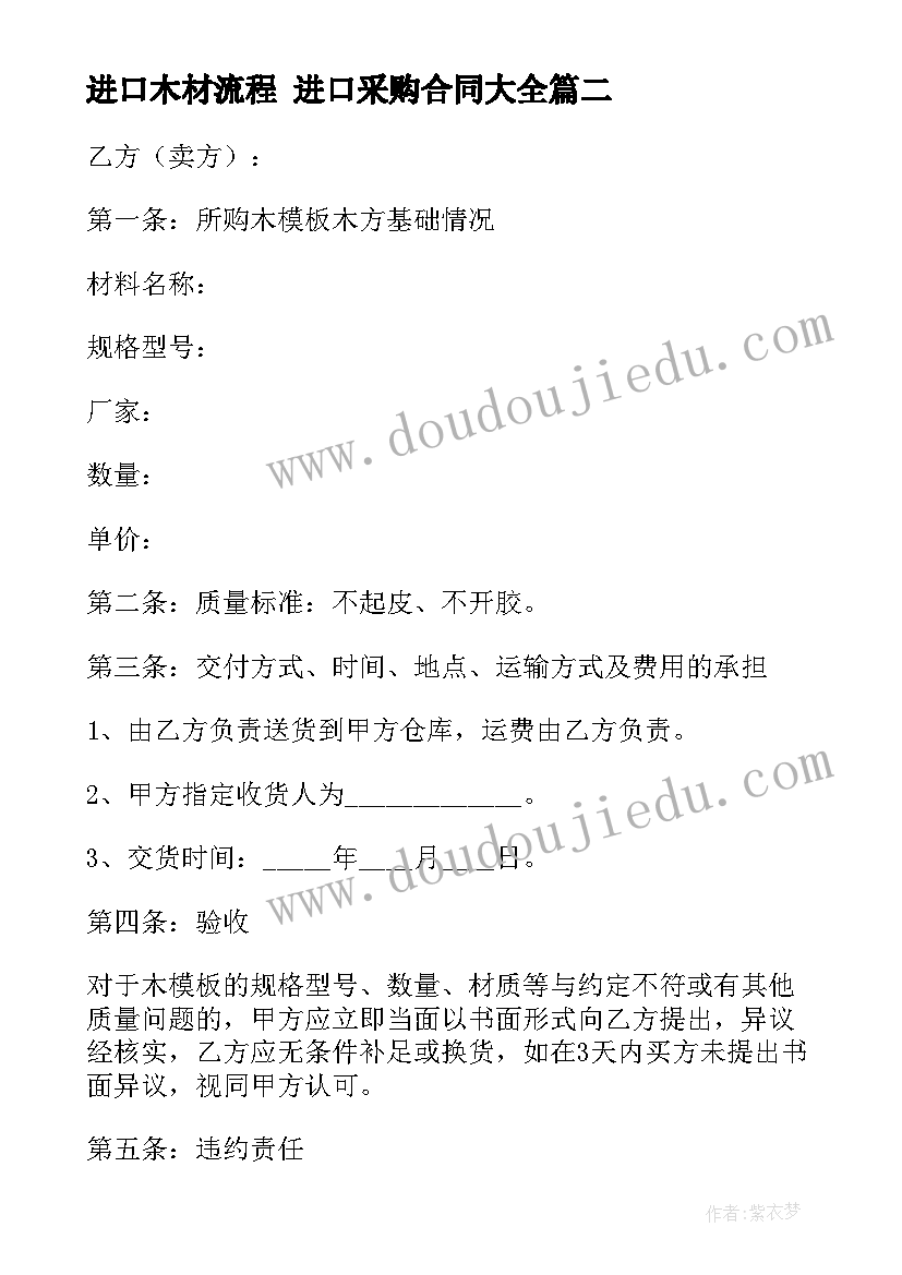 2023年进口木材流程 进口采购合同(大全5篇)