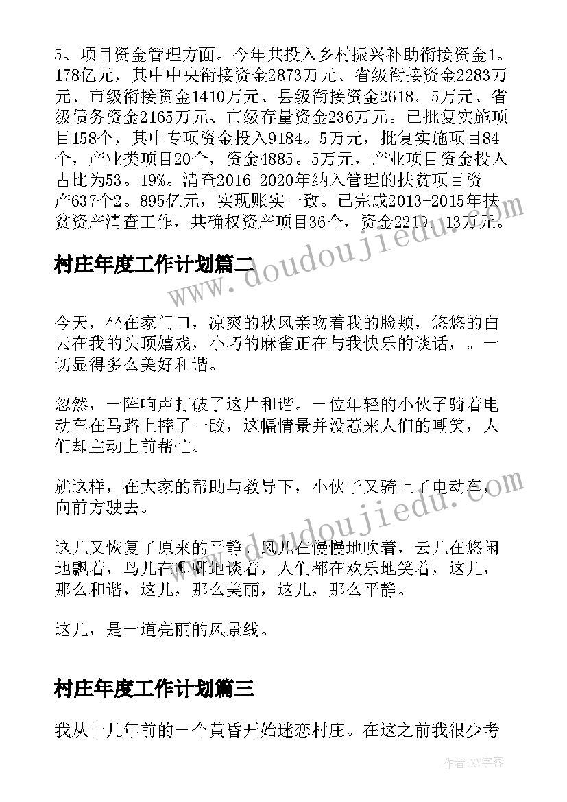 2023年村庄年度工作计划(精选10篇)