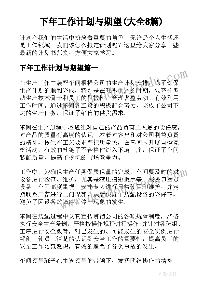 下年工作计划与期望(大全8篇)