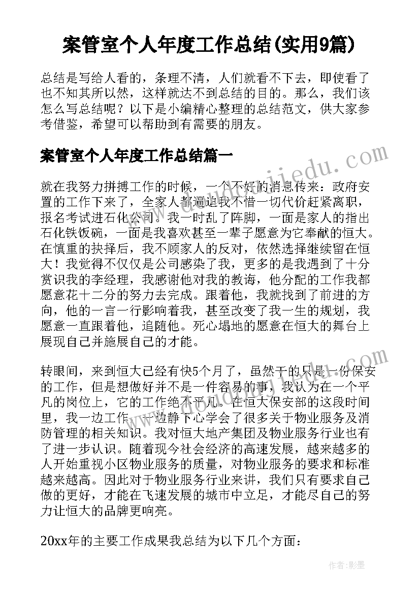 案管室个人年度工作总结(实用9篇)