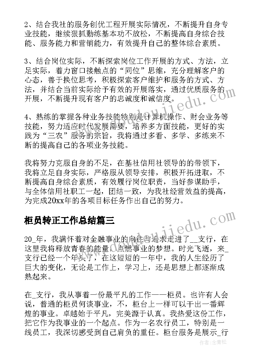 2023年柜员转正工作总结(大全9篇)