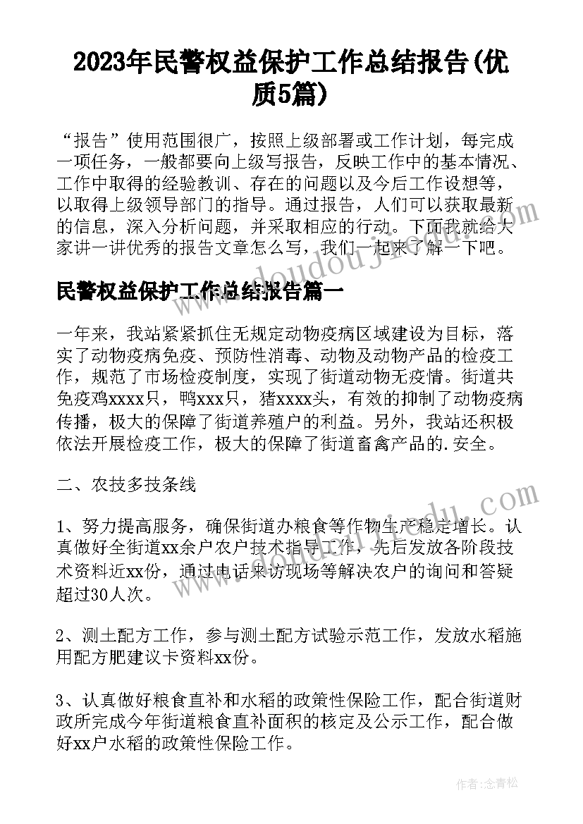 2023年民警权益保护工作总结报告(优质5篇)