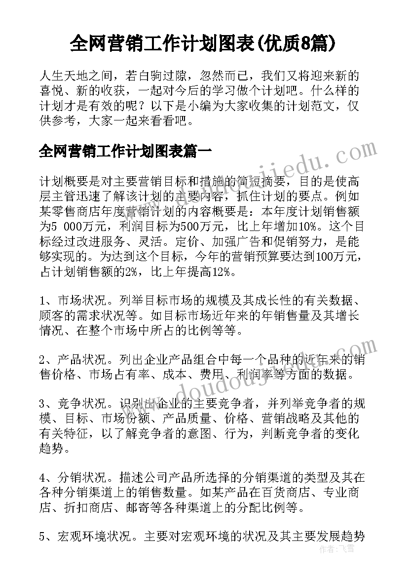 全网营销工作计划图表(优质8篇)