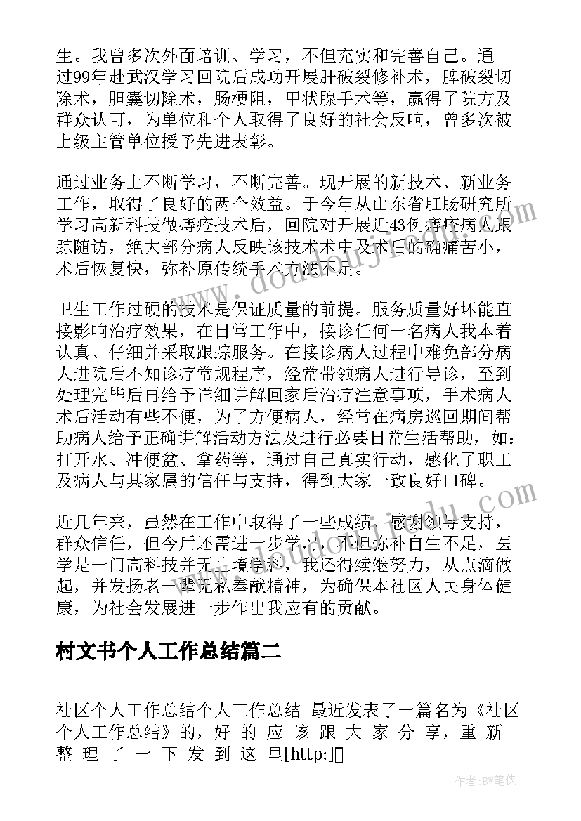 村文书个人工作总结(模板7篇)