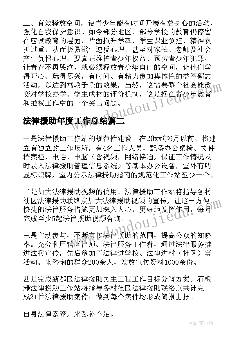 最新法律援助年度工作总结(优质5篇)