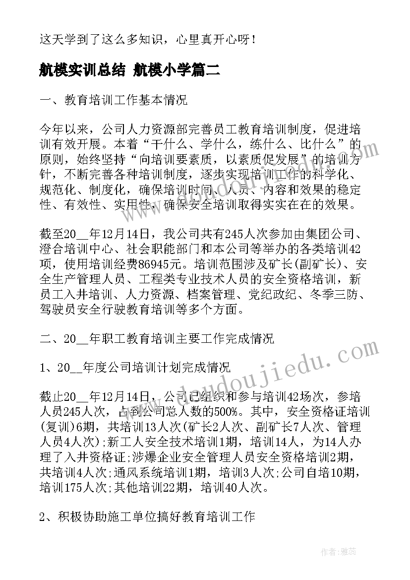 航模实训总结 航模小学(优秀5篇)