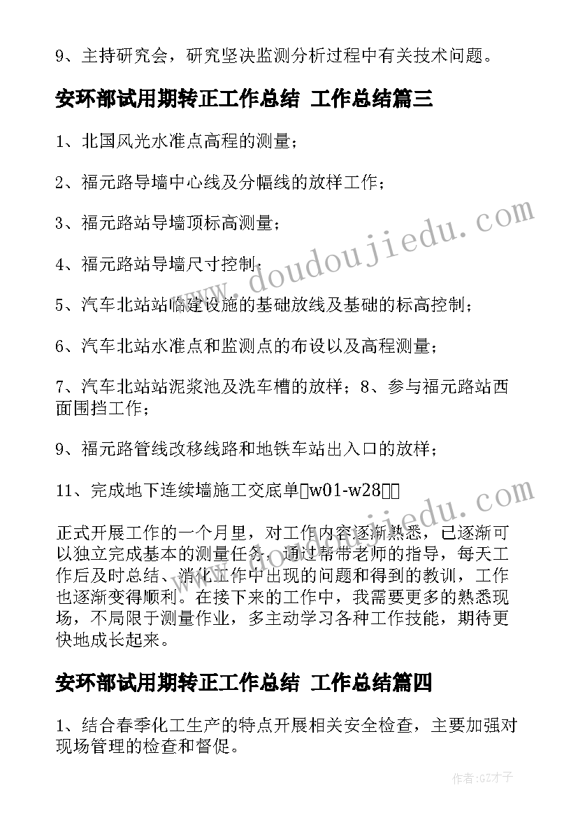 2023年安环部试用期转正工作总结 工作总结(实用6篇)