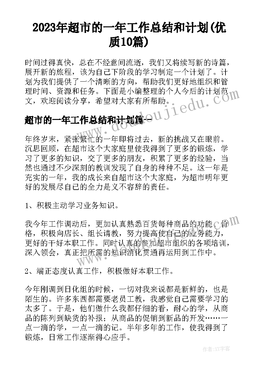 2023年超市的一年工作总结和计划(优质10篇)