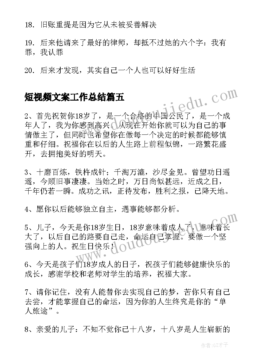 2023年短视频文案工作总结(大全8篇)