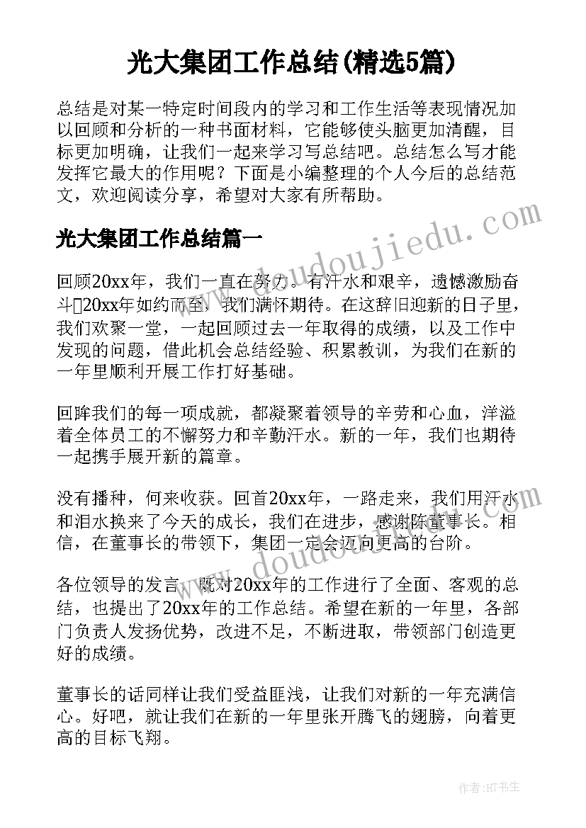 光大集团工作总结(精选5篇)