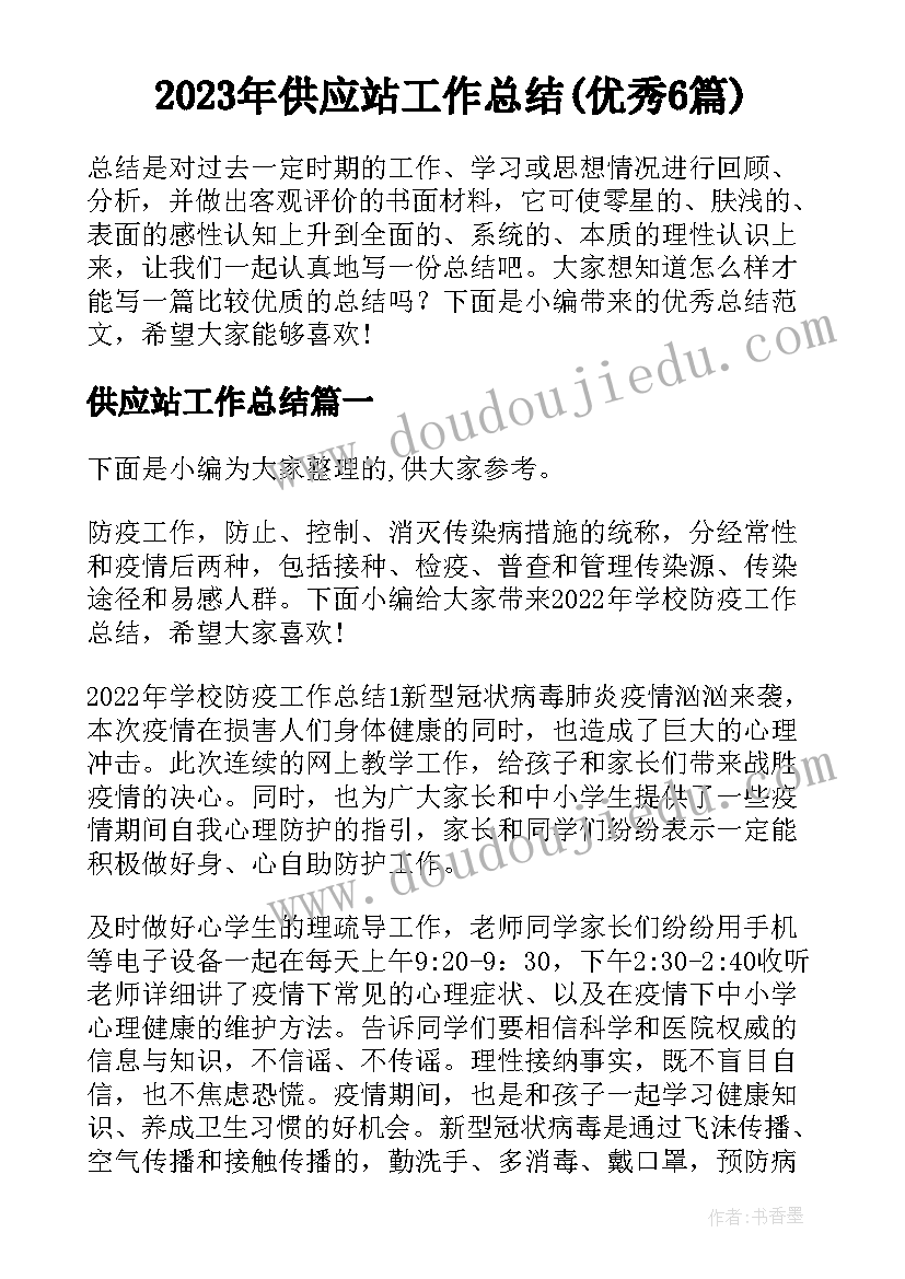 2023年供应站工作总结(优秀6篇)