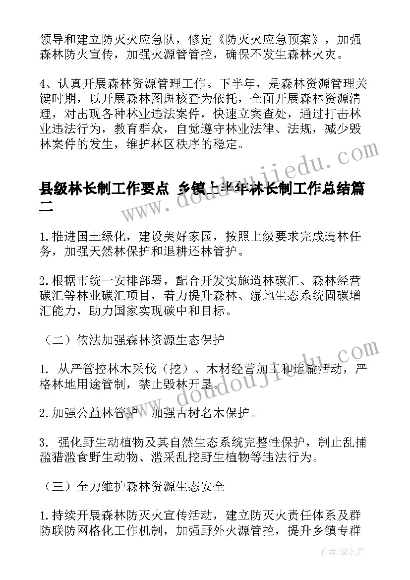 县级林长制工作要点 乡镇上半年林长制工作总结(大全5篇)